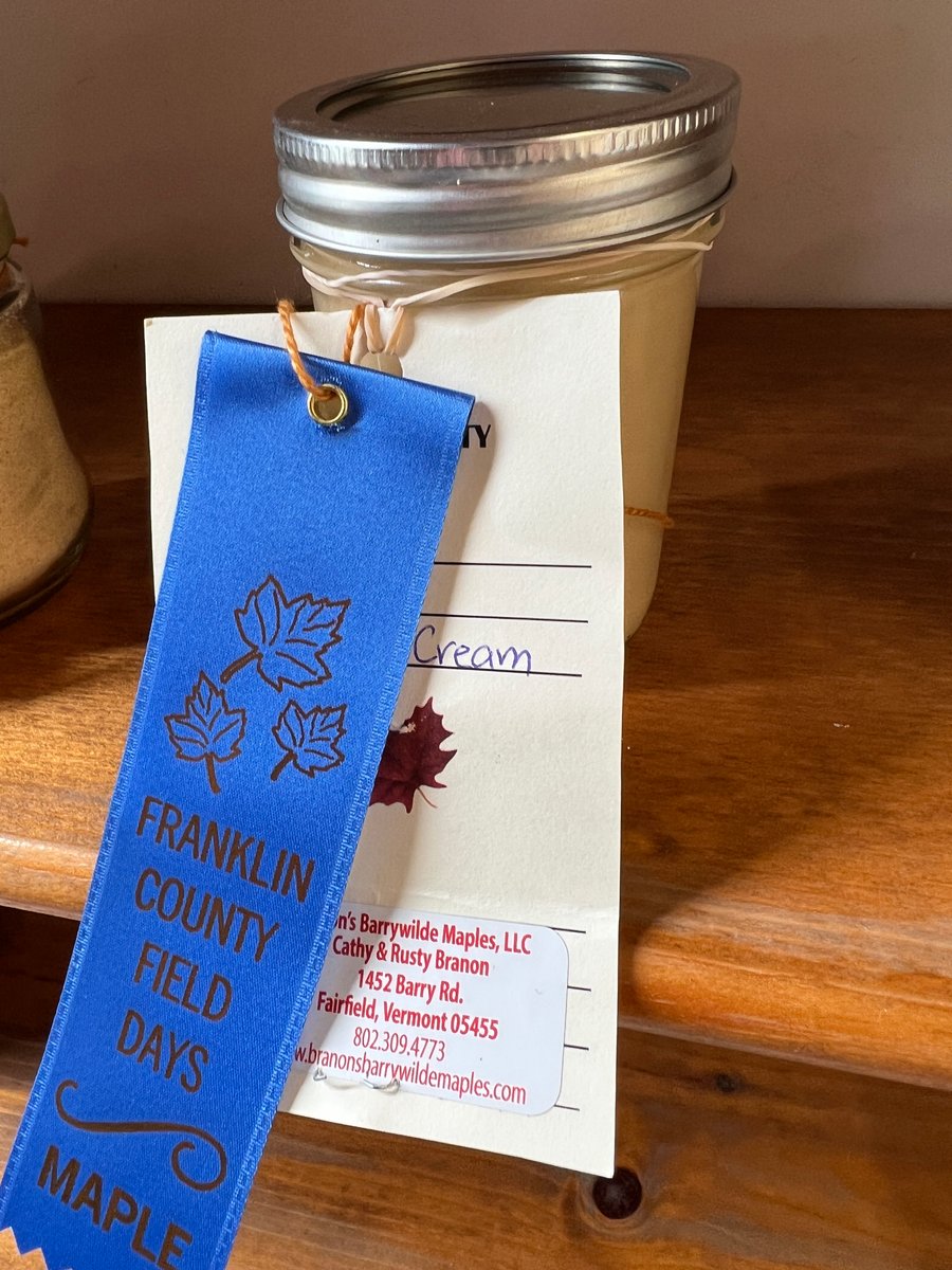 Branon's Barrywilde Maples Blue Ribbon Award for our Maple Cream