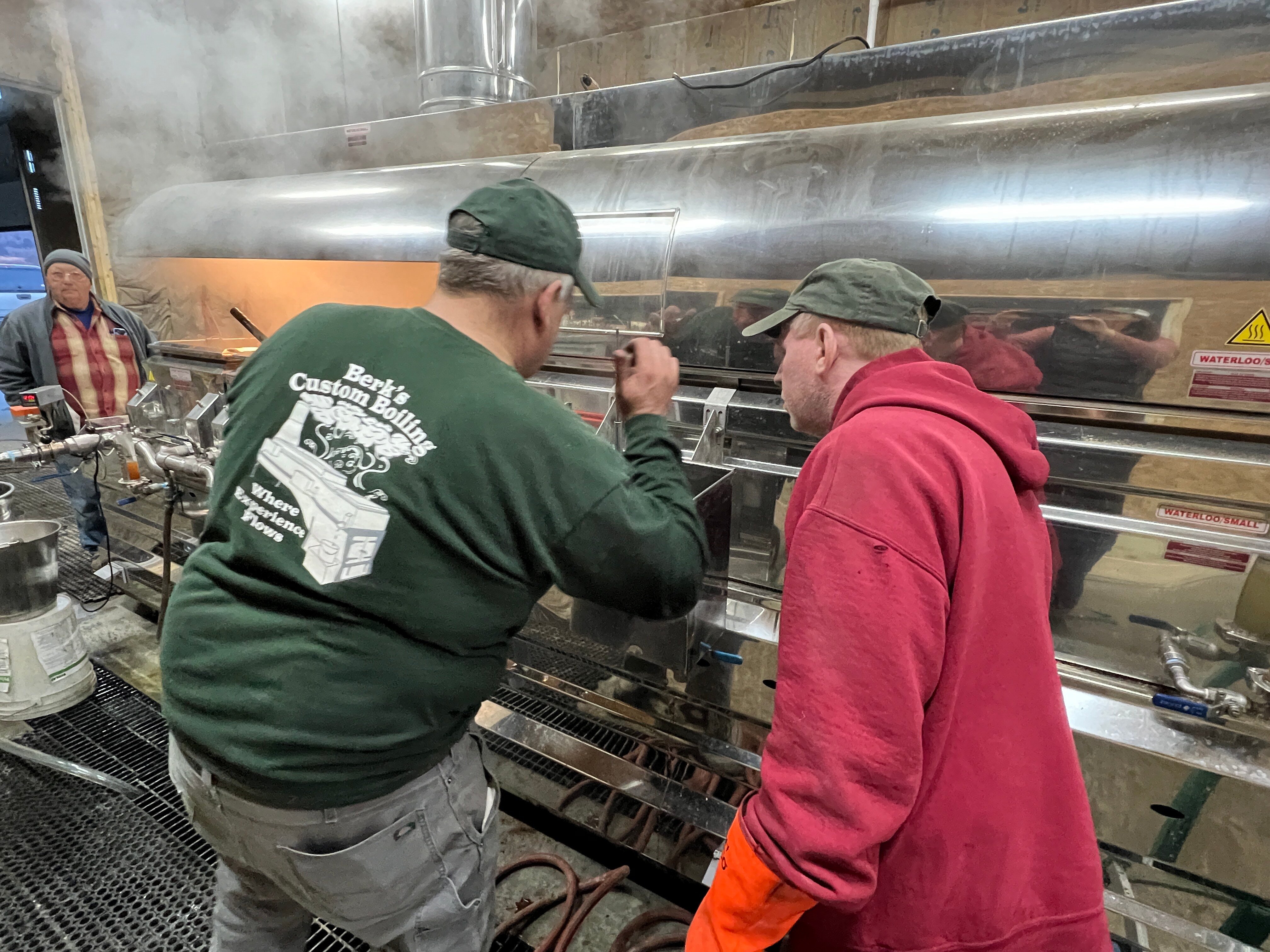 Checking temps and testing ratios of sap to syrup process